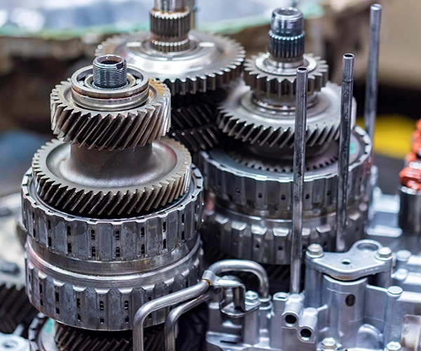 Interior of a transmission, showing gears